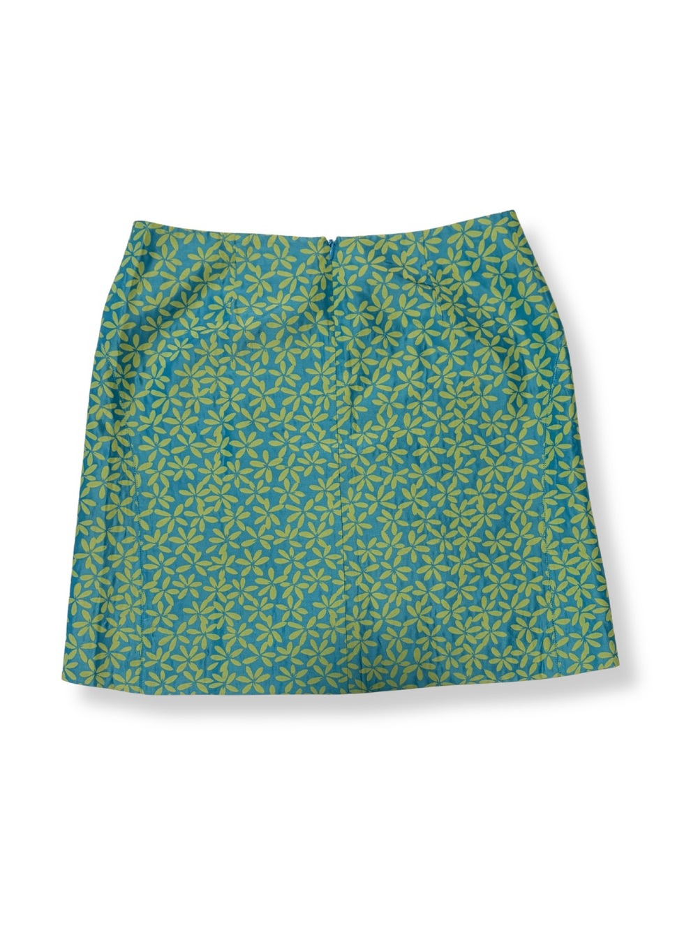 Vintage Context 90s Y2k Silk Blue and Green Floral Mini Skirt - Picture 2 of 4